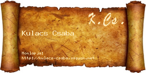 Kulacs Csaba névjegykártya